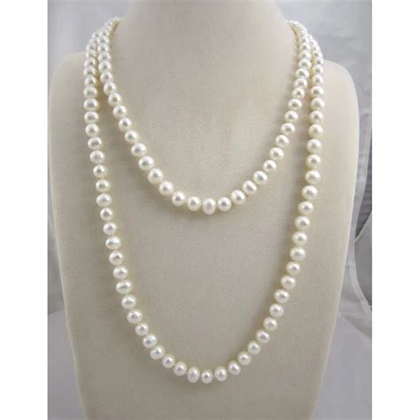 Free Shipping Long Natural Freshwater Pearl Necklace For Women 8 9MM