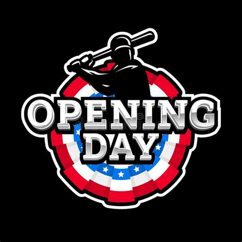 Opening Day Baseball Logo On A Dark Background Stock Illustration