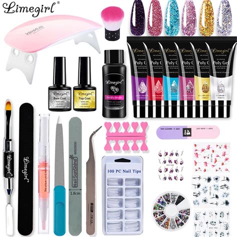 Limegirl Poli Prego Gel Kit W Uv Led L Mpada Extens O Gel Conjunto