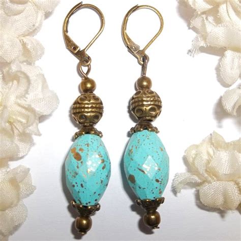 Wvluckygirl Jewelry Bronze And Turquoise Blue Boho Southwestern