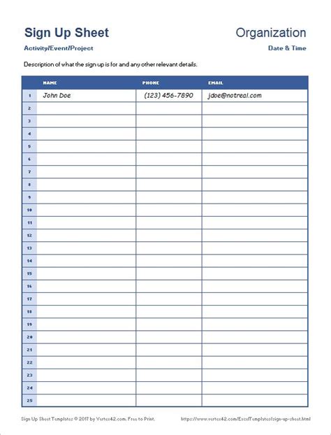 Sign Up Sheets Download A Free Printable Sign Up Sheet Template