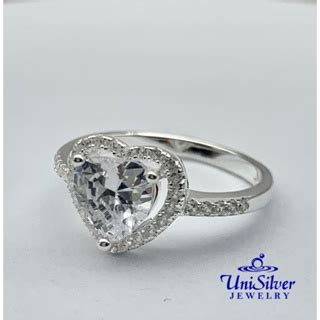 Unisilver 925 Sterling Silver Heart Solitaire Engagement Ring RS432