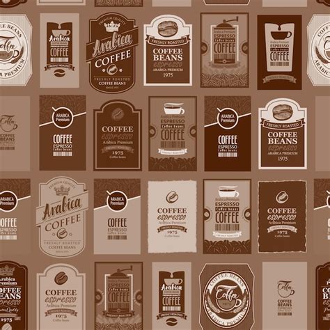 Premium Vector Seamless Background On Coffee Labels