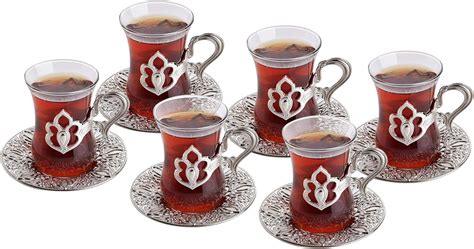 Amazon Demmex Set Of Turkish Tea Glasses Set With Holders