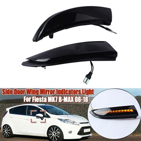 For Ford Fiesta MK7 2008 2017 Car LED Dynamic Side Rearview Mirror