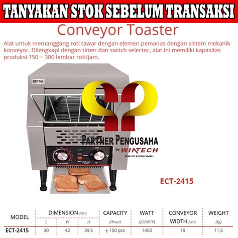 Jual Getra Conveyor Toaster Ect Panggangang Roti Tawar Konveyor