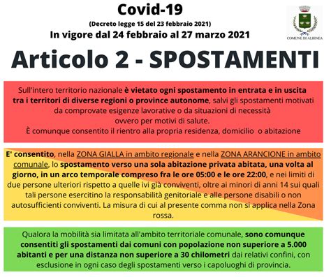 Covid 19 nuovo decreto del 23 febbraio con validità fino al 27 marzo