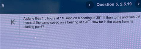 Solved A Plane Flies Hours At Mph On A Bearing Of Chegg