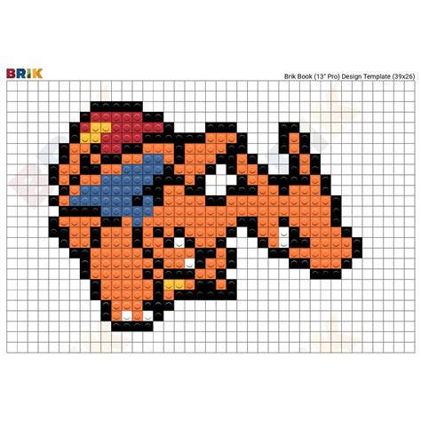 Minecraft Pixel Art Pokemon Grid Charmander