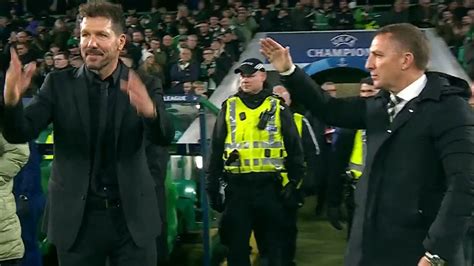 Watch Simeone And Rodgers Awkward Handshake After Celtic Draw As Fans