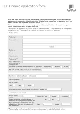 Fillable Online Aviva Co GP Finance Application Form Aviva Aviva Co