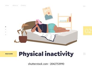 Physical Inactivity Concept Landing Page Overweight Stock Vector