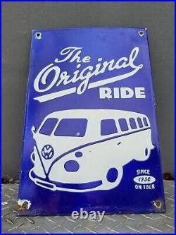 Vintage Volkswagon Porcelain Sign Vw Bus German Automobile Dealer Car ...