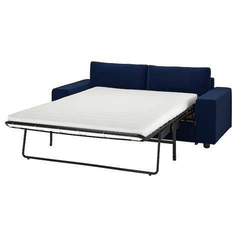 Vimle 2 Seater Sofa Bed With Wide Armrests Djuparp Dark Blue Velvet Ikea