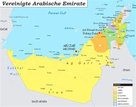 vereinigte arabische emirate politische karte