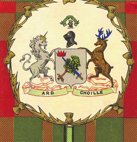 Macgregor Clan Crest And Tartan Print Reproduction From An Antique