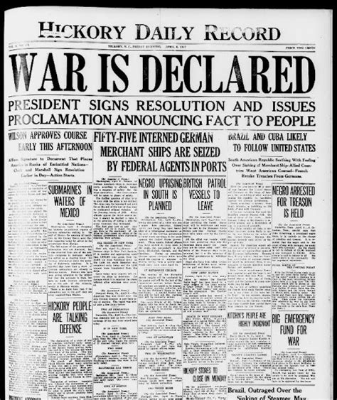 Rural North Carolina History: War Is Declared, U.S. Enters World War I ...