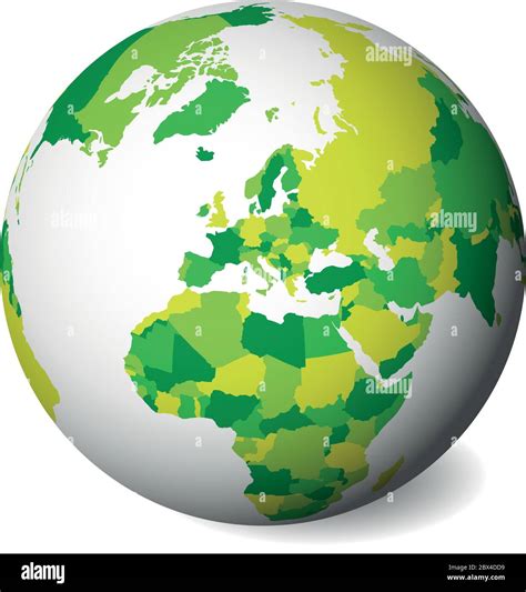 Blank Political Map Of Europe 3d Earth Globe With Green Map Vector