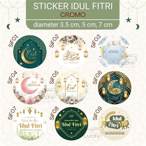 Jual Stiker Sticker Toples Jar Bulat Idul Fitri Eid Mubarak Lebaran