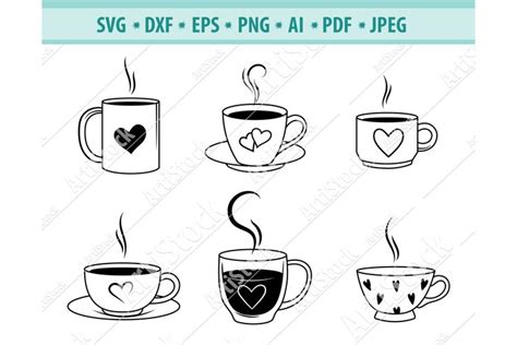 Coffee Cups Svg File Coffee Svg Coffee Love Eps Dxf Png