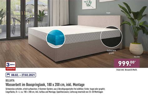 Bellvita Wasserbett Im Boxspringlook 180 X 200 Cm Inkl Montage Angebot