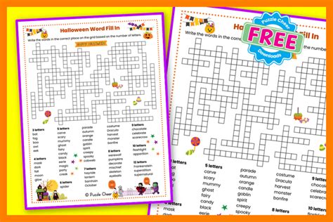 Halloween Word Fill In Puzzle Puzzle Cheer