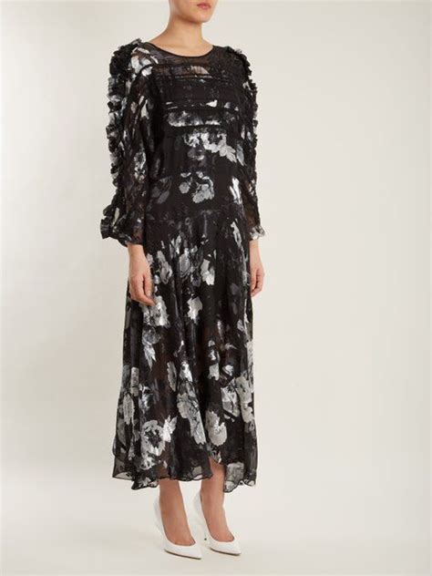 Preen By Thornton Bregazzi Ermin floral print silk blend devoré dress