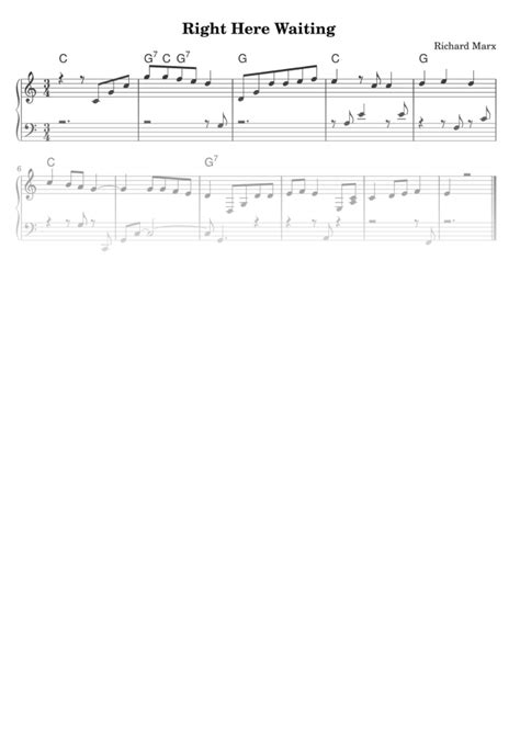 Right Here Waiting - Easy Piano Sheet Music in PDF - La Touche Musicale