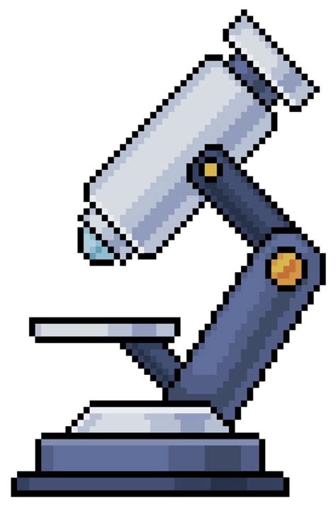 Pixel Art Microscope Laboratory Instrument Vector Icon For Bit Game