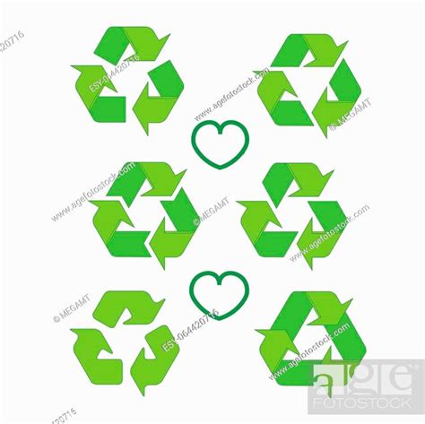 Recycled Eco Vector Icon Set Recycle Arrows Ecology Symbol Stock