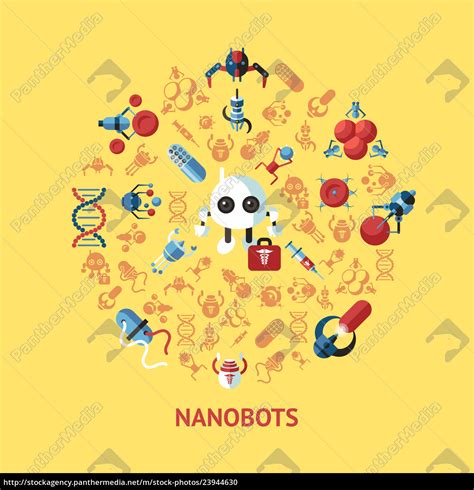 Digital smart medical nano robots concept objects - Stock image ...