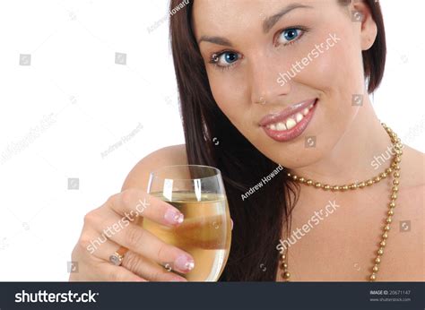 Sexy Smiling Brunette White Wine Stock Photo Shutterstock