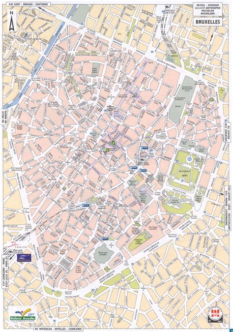 Large Detailed Road Map Of Brussels City Brussels City Large Detailed