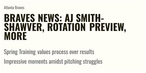 Braves News Aj Smith Shawver Rotation Preview More Briefly