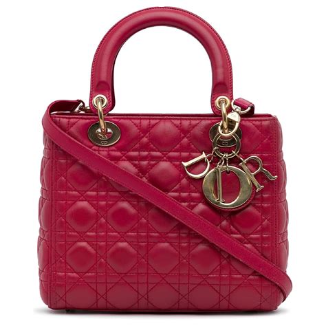 Cuir D Agneau Moyen Rouge Dior Cannage Lady Dior Ref 1103419 Joli Closet