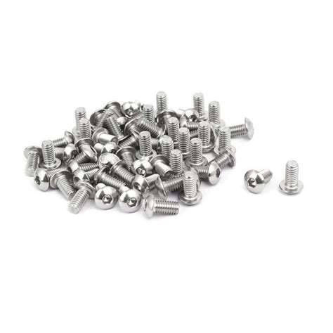 SOURCING MAP M4x8mm acier inox 304 Bouton tête hex prise Vis 60Pcs