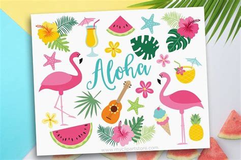 Tropical Flamingos Clipart And Svg