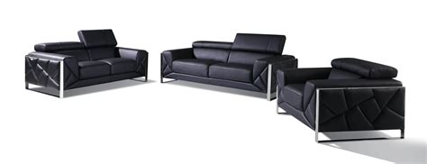 Dark Gray Genuine Italian Leather Sofa Set Pcs Modern Global United