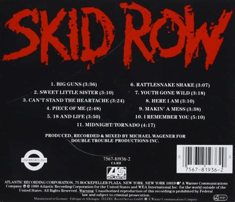 Classic Rock Covers Database Skid Row Skid Row 1989