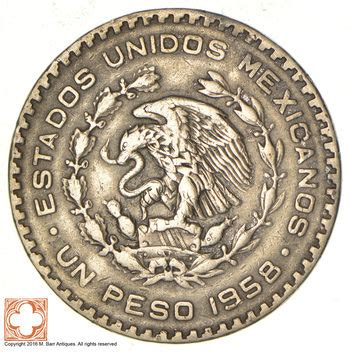 SILVER - 1958 - Mexico - 1 Peso - 15.9 Grams - World Silver Coin ...