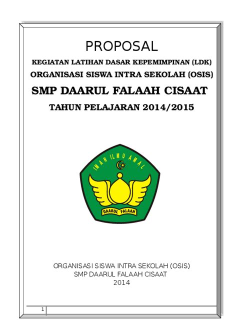 Contoh Proposal Kegiatan Ldks Osis Sma Cari