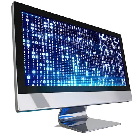 Blue Digital Binary Data On Computer Screen Isolated On White