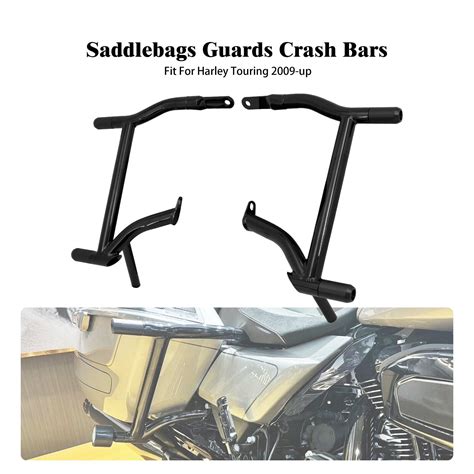 Black Saddlebags Guards Crash Bars For Harley Touring Road Street Glide