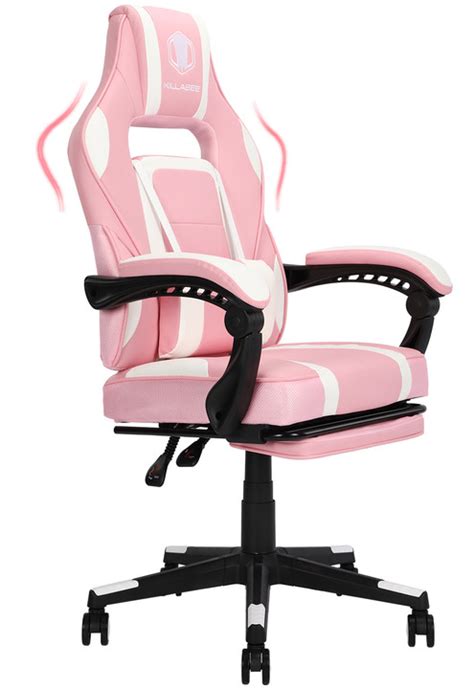 Comermax Massage Game Chair High Back PU Pink And White Meather PC