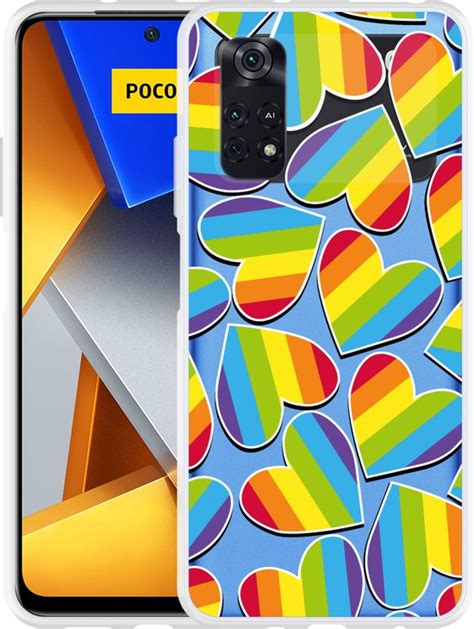 Xiaomi Poco M4 Pro Hoesje Regenboog Hartjes Designed By Cazy Bol