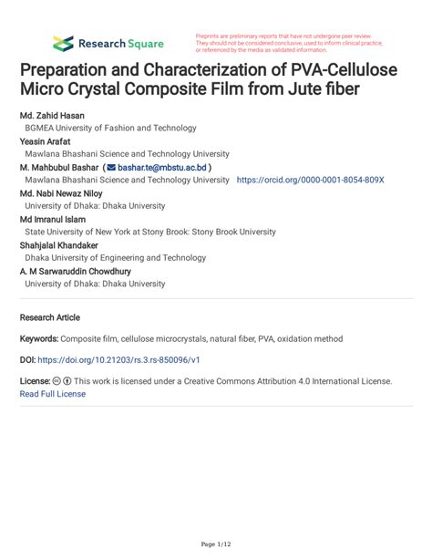 Pdf Preparation And Characterization Of Pva Cellulose Micro Crystal