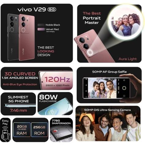 Vivo V29 5G Velvet Red Color Changing 12GB 8GB RAM 512GB Portrait