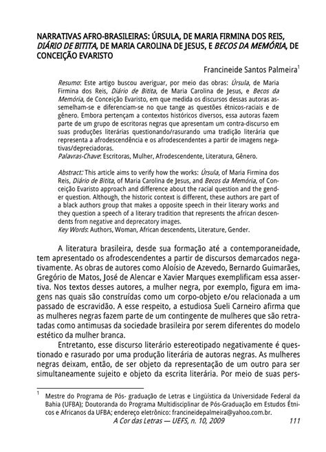 PDF NARRATIVAS AFRO BRASILEIRAS ÚRSULA DE MARIA FIRMINA DOS REIS