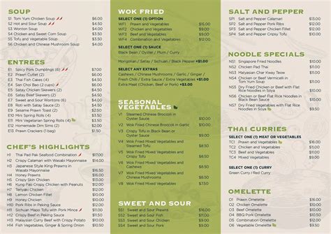 Menu At Green Dragon Fast Food Prahran