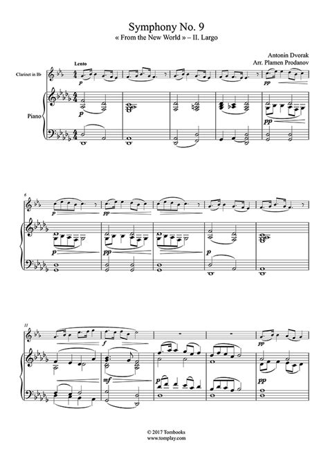 Symphony No 9 From The New World Ii Largo Accompaniment Part